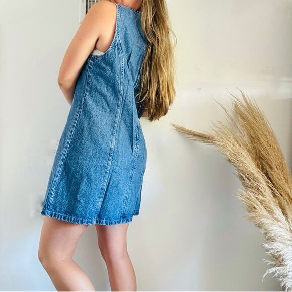 NEW ABERCROMBIE Medium Blue Wash Denim A-Line Mini Tank Top Jean Dress XL - Picture 10 of 16